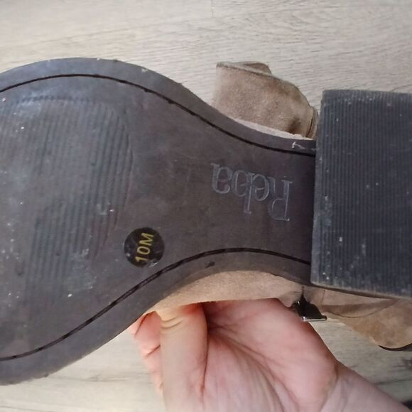 TTan Suede Studded Heeled Boots - Picture 4 of 5